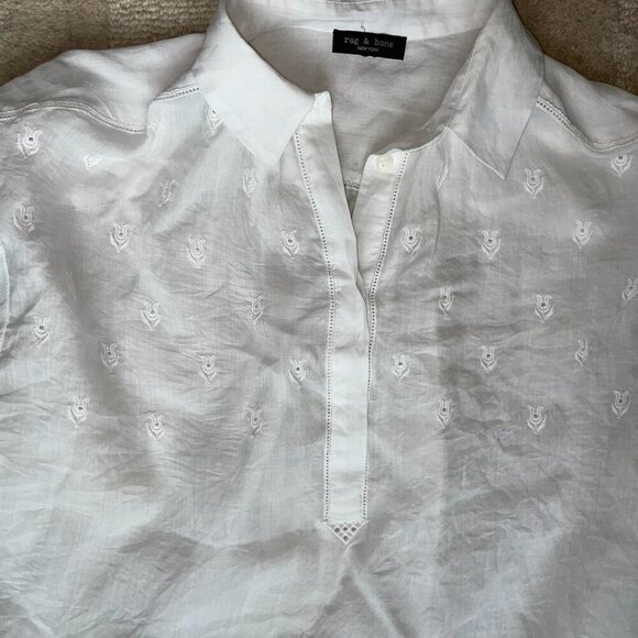 Rag & Bone Robin Embroidered Top in White Size Medium - Picture 4 of 6